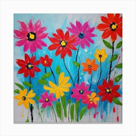 Flowers On Canvas Canvas Print