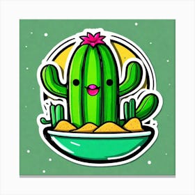 Cactus In A Bowl Canvas Print