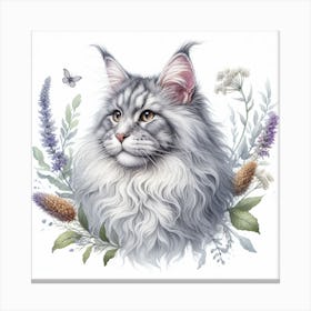 Grey-white maine coon cat 5 Canvas Print