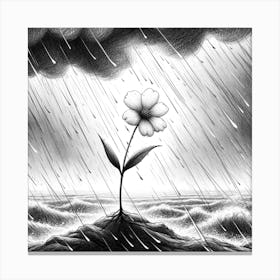 Flower In The Rain and Dark Dreamscape Canvas Print