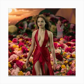 Girl In A Red Dress Canvas Print