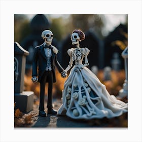 Skeleton Bride And Groom claymation Canvas Print