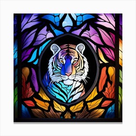 Tiger stained glass rainbow colors 1 Canvas Print