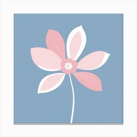 A White And Pink Flower In Minimalist Style Square Composition 115 Canvas Print