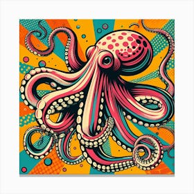 Octopus In Pop Style Canvas Print