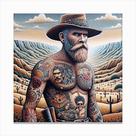 Tattooed Cowboy Canvas Print