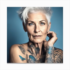 Old Woman With Tattoos Canvas Print