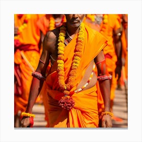 Man In Orange Canvas Print