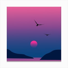 Pink Sunset Square Canvas Print