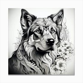 German Shepherd Tattoo Canvas Print