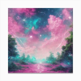 Pink Forest Landscape Canvas Print