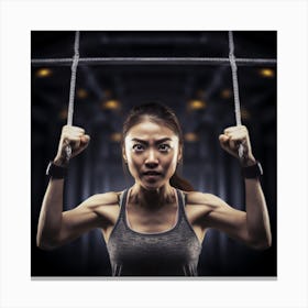 Asian Woman Doing Crossfit Canvas Print