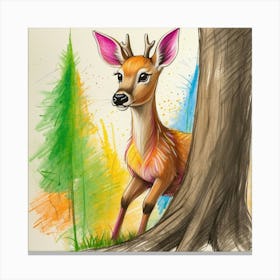 Deer In The Forest 45 Canvas Print