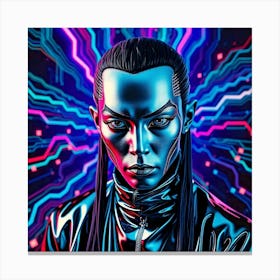 Futuristic Neon Portrait Canvas Print