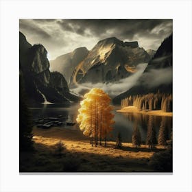 Tree In The Mountains 1 Canvas Print