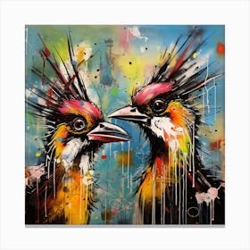 Abstract Crazy Whimsical Birds Canvas Print