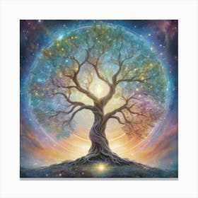 Mystical Serenity Celestial Tree Artwork Capturing The 1 Canvas Print