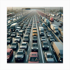 Traffic Jam On The Highway Canvas Print