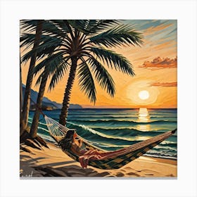 Sunset In A Hammock Canvas Print