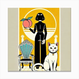 Lady And The Peach Canvas Print