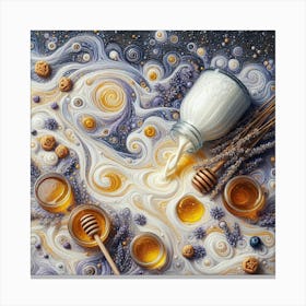 Milky Ways Of Honey And Lavender Swirls Klimt Style Canvas Print