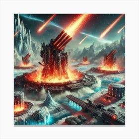 A Futuristic Sci Fi Depiction Of Solflare Artillery Thermal Disruption Barrage Canvas Print