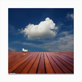 Bird On A Wooden Deck Canvas Print