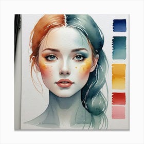 Watercolor Of A Girl Canvas Print