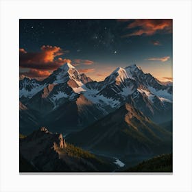 Mountain Landscape At Sunset 3 Canvas Print