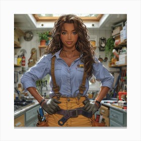 Woman In A Kitchen Canvas Print