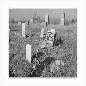 Gravestones In An Isolated Cemetery On Cut Over Land In Florence County, Wisconsin By Russell Lee Canvas Print