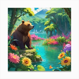 Bear In The Forest Canvas Print