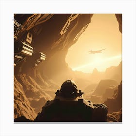 Spaceship In A Cave Canvas Print