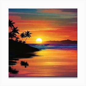 Sunset At The Beach 354 Canvas Print