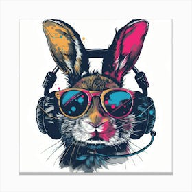 Rabbit With Headphones 3 Canvas Print