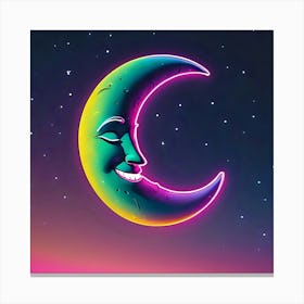 Moon And Stars Canvas Print