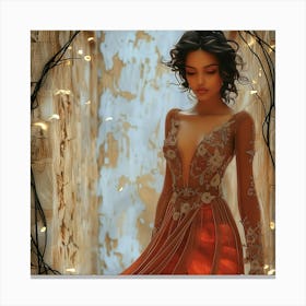 Woman In A Red Dress Canvas Print