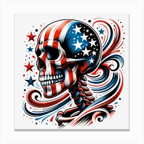 American Flag Skull 4 Canvas Print