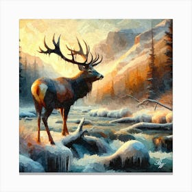 Abstract Buck Deer Oil Texture 4 Canvas Print