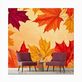 Autumn Leaves Wallpaper Mural Canvas Print