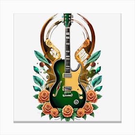 Electric Guitar With Roses 9 Canvas Print