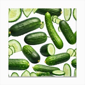 Cucumbers On White Background 1 Canvas Print