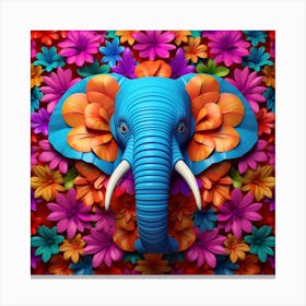 Elephant With Flowers 1 Canvas Print