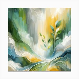 Abstract Ethereal Leaves, Verdant Life Amidst Flowing Hues Canvas Print