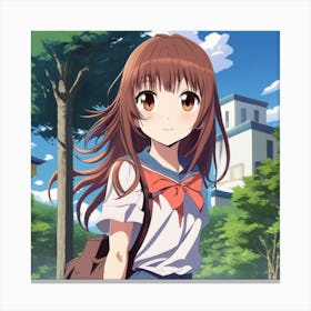 Anime Girl In School Uniform Canvas Print