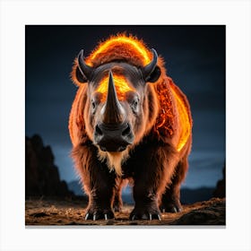 Glowing Magma Woolly Rhino Canvas Print