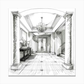 Sketch Of A Hallway Canvas Print