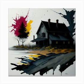 Colored House Ink Painting (74) Canvas Print