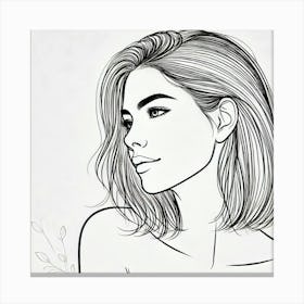 woman portrait drawing line art 6 Canvas Print