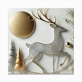 Elegant Golden Reindeer Holiday Digital Artwork Canvas Print